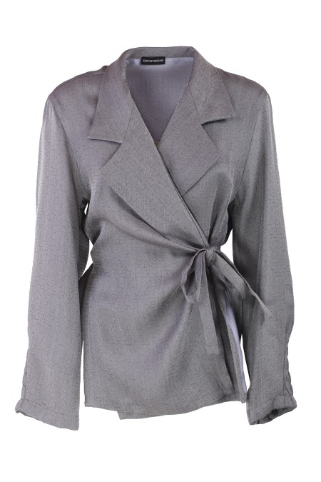 Shop EMPORIO ARMANI  Jacket: Emporio Armani jacket in double fabric with drawstring on the side.
Soft lines.
Lace closure on the side.
Unlined.
Lapels edged internally with lining.
Composition: 43% Lyocell, 37% Viscose, 20% Silk.
Made in Romania.. E3NG23 F2114-016